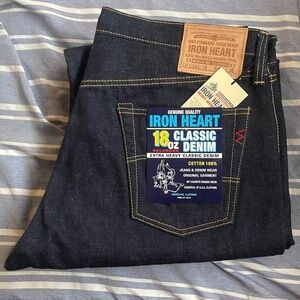 Iron Heart 634S 18oz Vintage Selvedge Denim Straight Cut Jeans Indigo Size 40x36